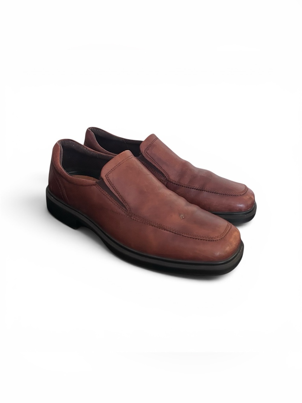 ECCO Mens Helsinki 2 Cognac Brown Leather Slip On Dress Shoes Size 43 US 9 9.5